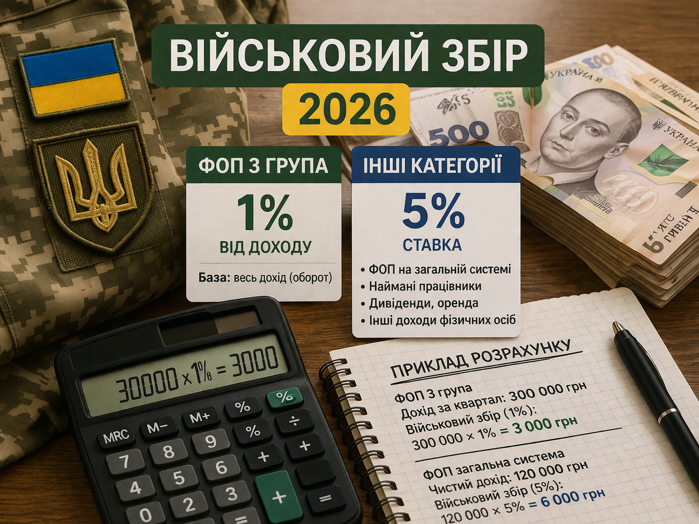 Військовий збір в Україні 2026: розрахунок податків для ФОП, документи та калькулятор