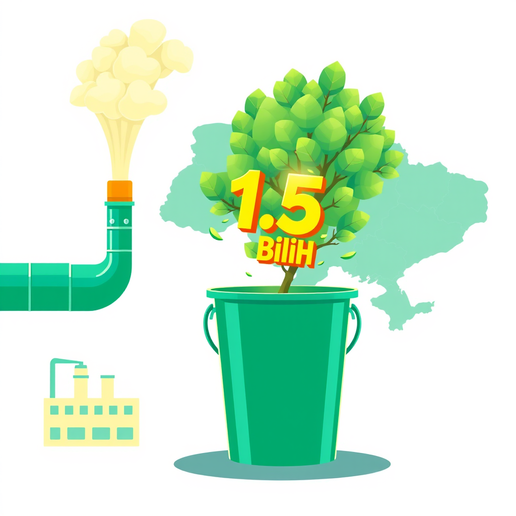 Інфографіка: 1,5 млрд грн екоподатку з заводу у дерево на карті України.